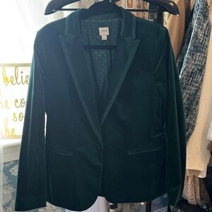 J. Crew Women's Deep Green Velvet Blazer